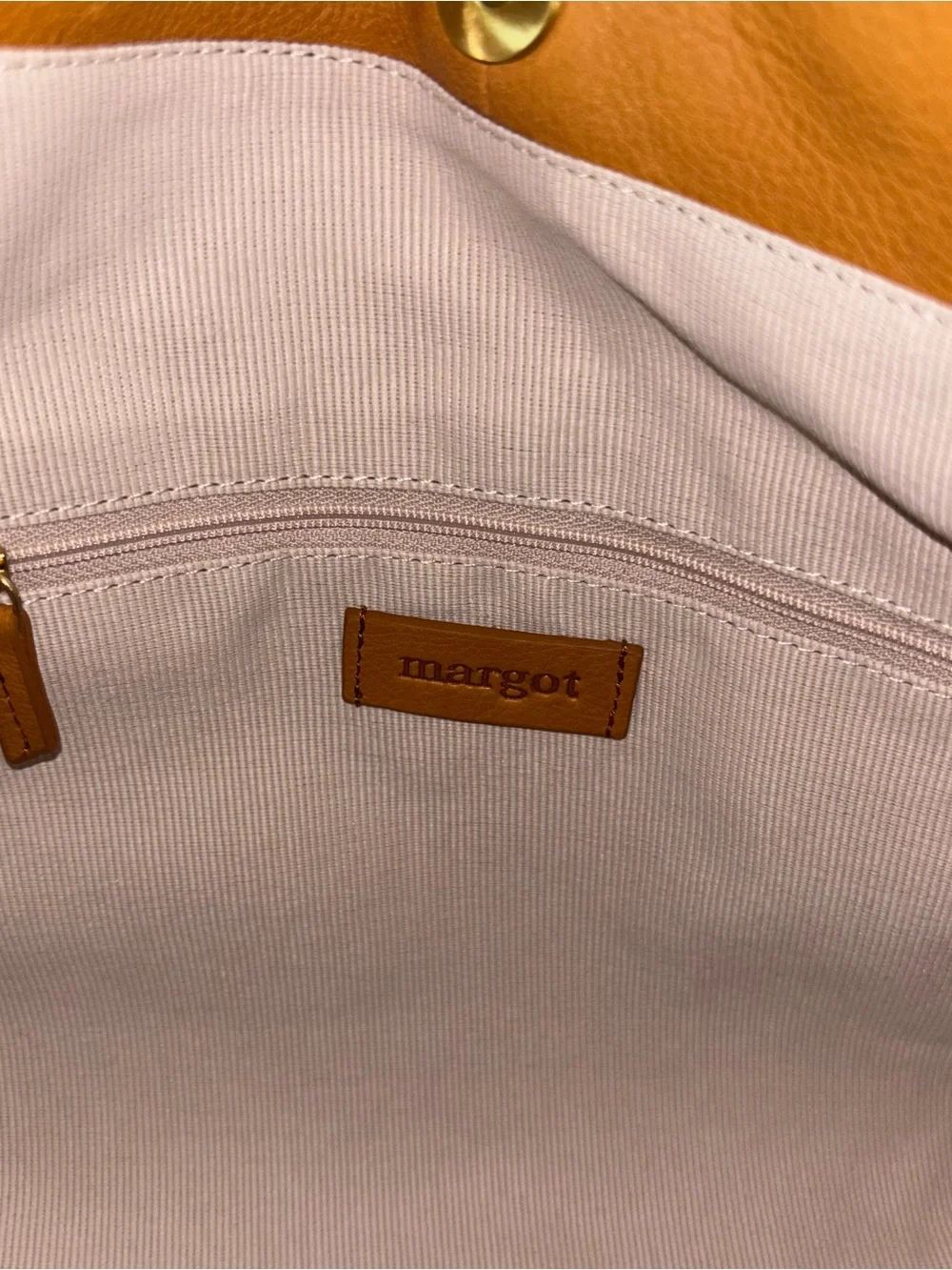 Margot New York Dakota Cognac Brown Leather Large Shoulder Hobo Bag Tote NWT